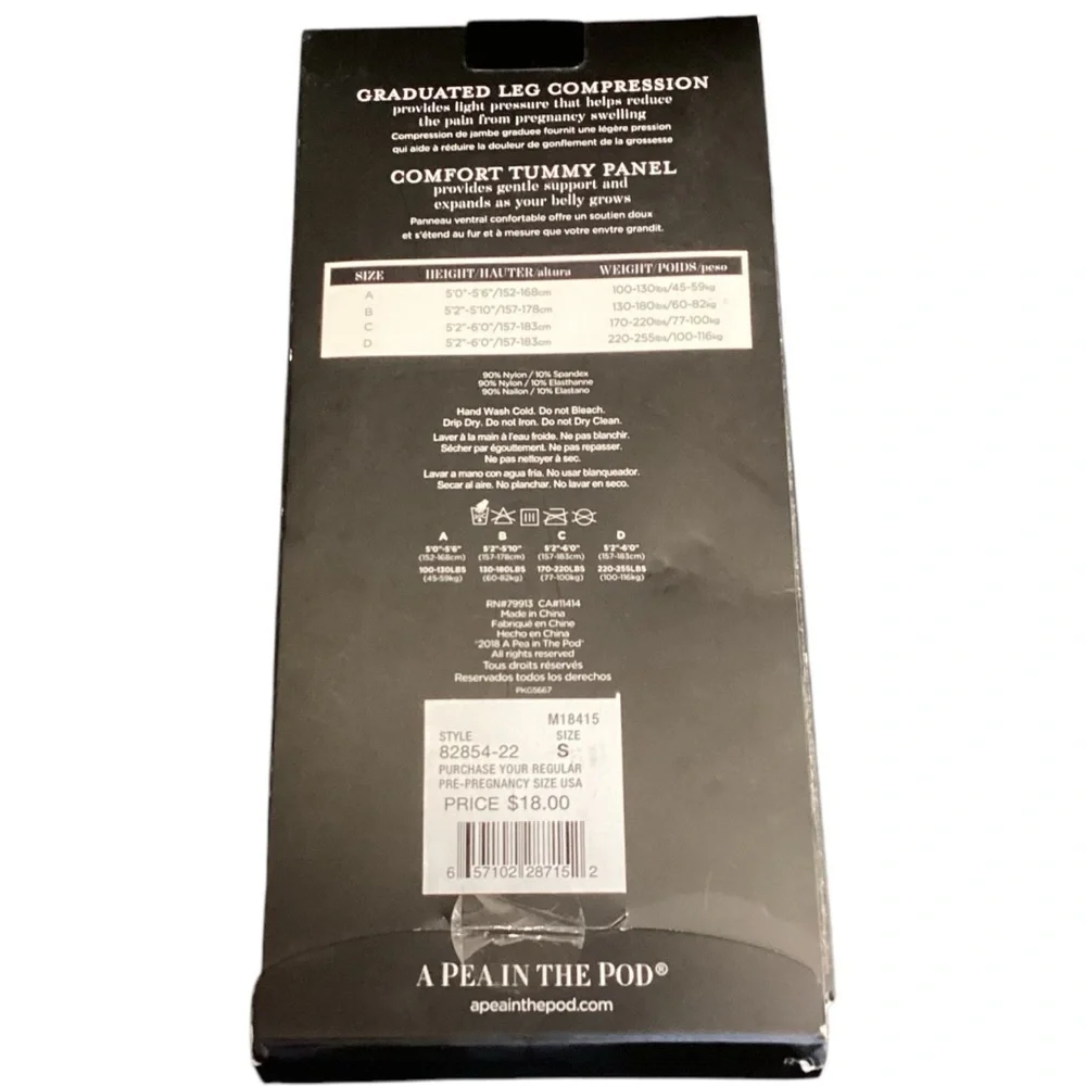 A Pea in the Pod‎ Sheer Nude Compression Pantyhose Sandalfoot Size A Small